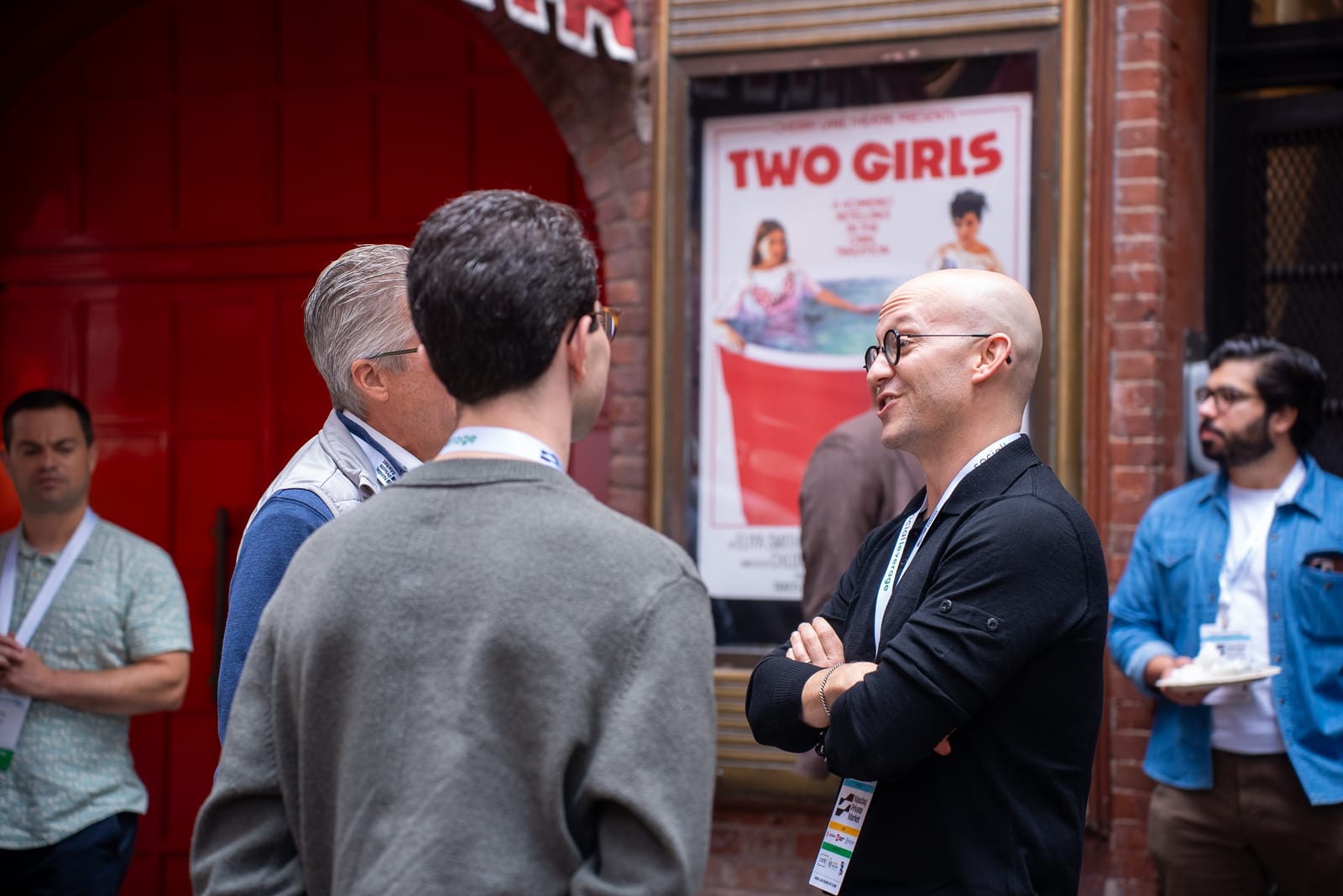 Networking outside Cherry Lane Theatre